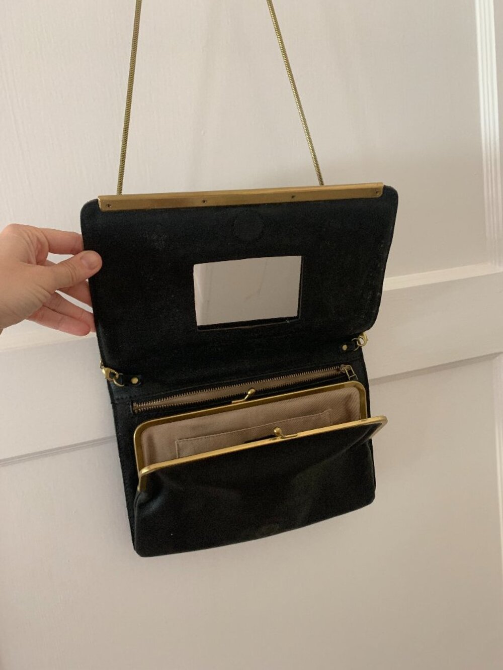 Madewell Black Leather Purse with Metal Strap